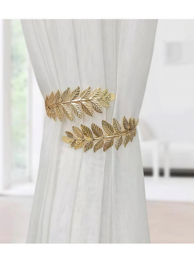 1 قطعة مشبك ستارة من سبائك الألومنيوم مشبك ستارة على شكل ورقة منحوتة مشبك ستارة مشبك ستارة خلفية ستارة بتصميم عصري مشبك ستارة مزخرف - Image 1